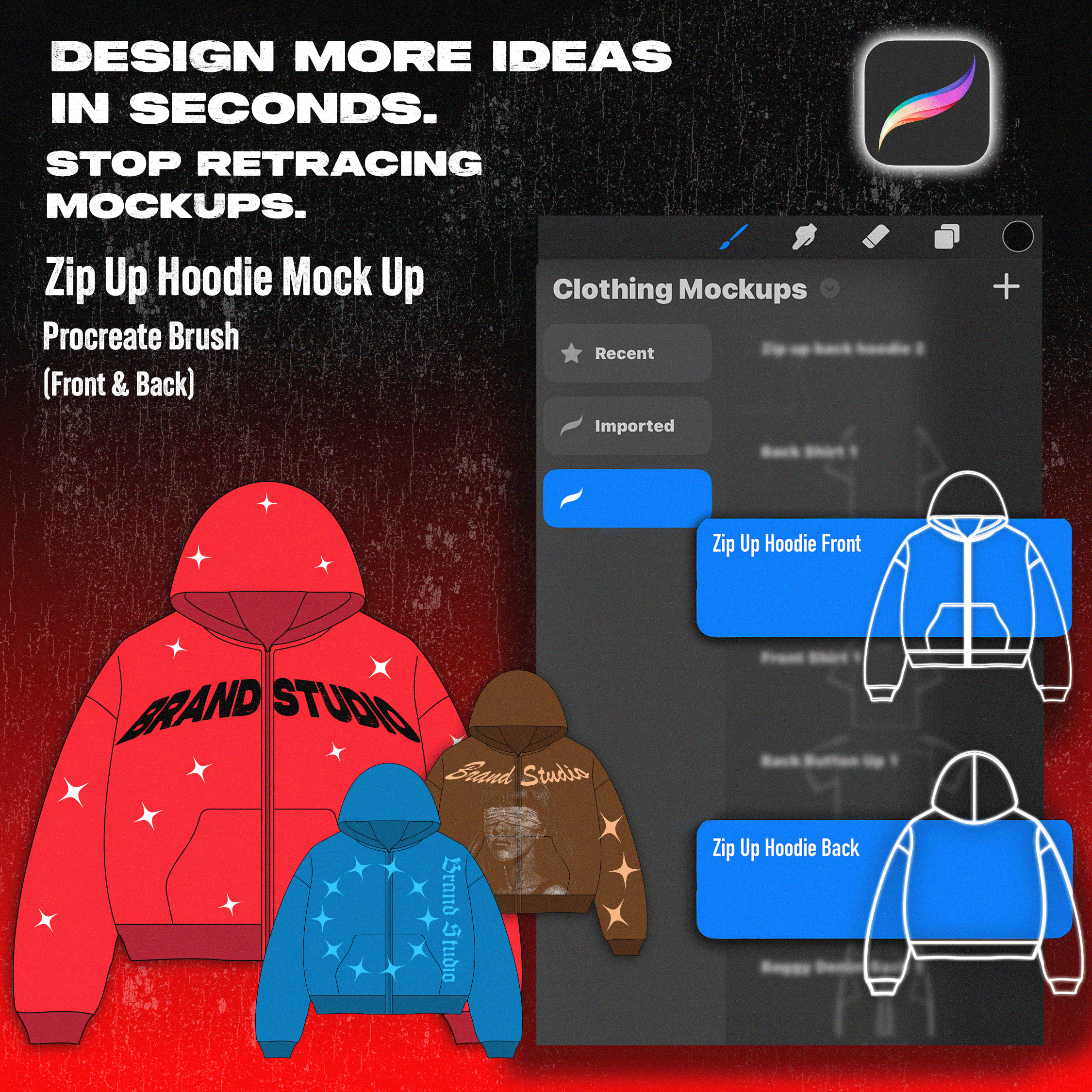 Zip Up Hoodie Procreate Brush