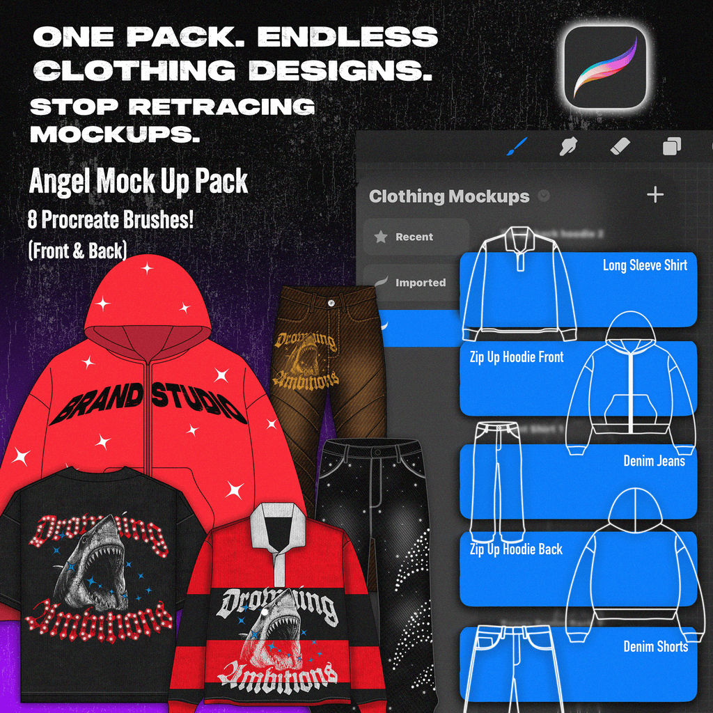 Angel Clothing Mock Up Pack (Procreate)
